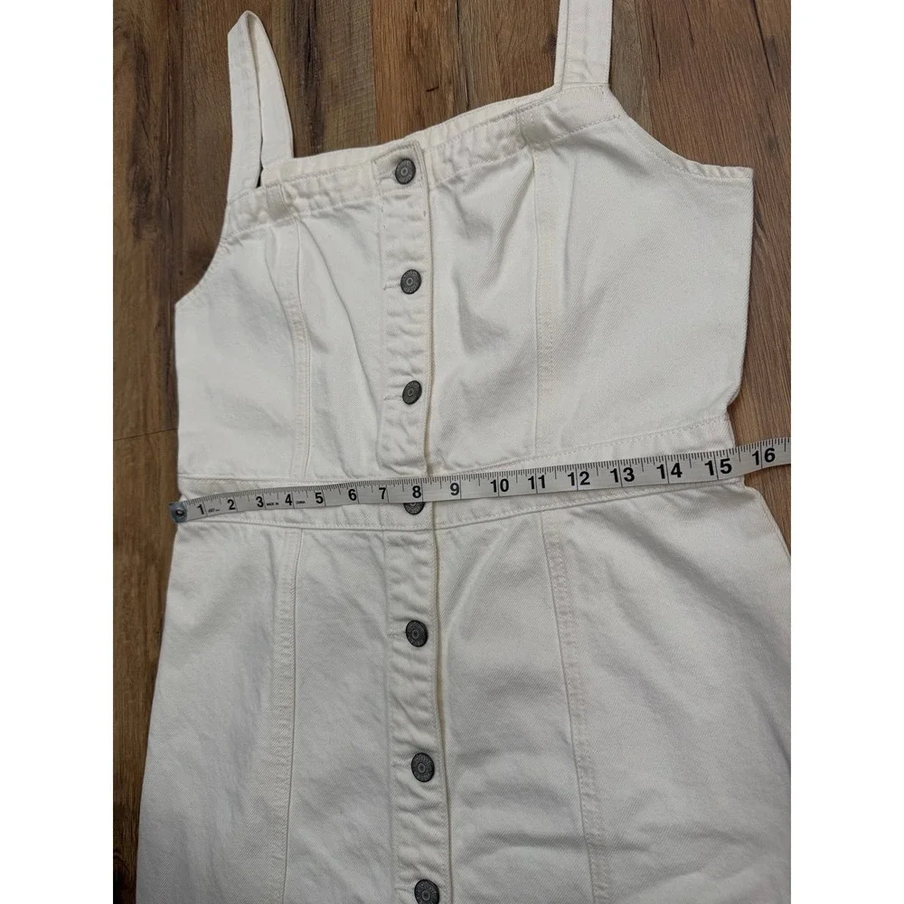 Boyish Kennedy Denim‎ Dress Women M Off White Button Front Frayed Hem - Picture 11 of 11